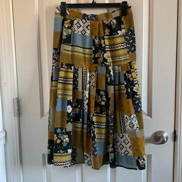 Floral print multicolor retro Midi length pleated skirt A-line skirt - Picture 1 of 11